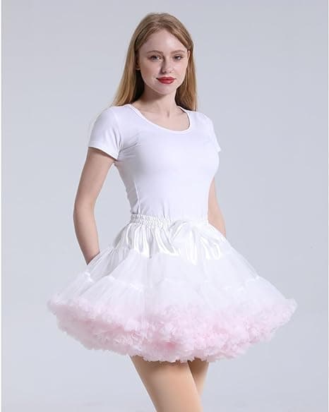 Dam chiffong tutu-kjol med elastisk midja - Prinsessbalett dans flerskiktad röd Red
