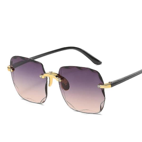 Firkantede, rammeløse solbriller, kvinder, luksusmærke, designer, sommer, røde briller, modesolbriller til mænd, UV400, Oculos