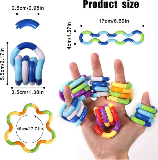 12 stk. Tangles Stress Relief Fidget Leker, Fingerleker, Avslapningsterapi Stress