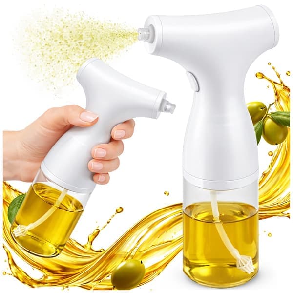 Elektrisk oliesprøjte 200 ml glas USB-C justerbar spray hvid
