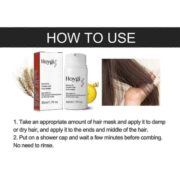 Leave-In Hårmask för Djup Reparation & Återfuktning - Mild Doft, Keratin & Veteprotein, Resevänlig 50ml, Vårdar Skadat Hår & Toppar