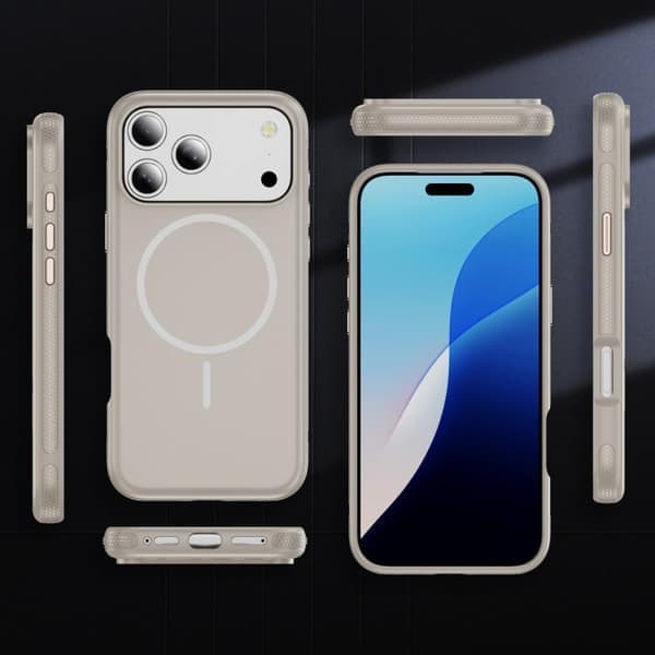 iPhone 17 Pro Magsafe Imitasjon Original PC Hybrid TPU Deksel Beige Grå Beige Grå