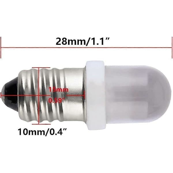10 stk. E10 12V Spot LED-pærer Varmhvit