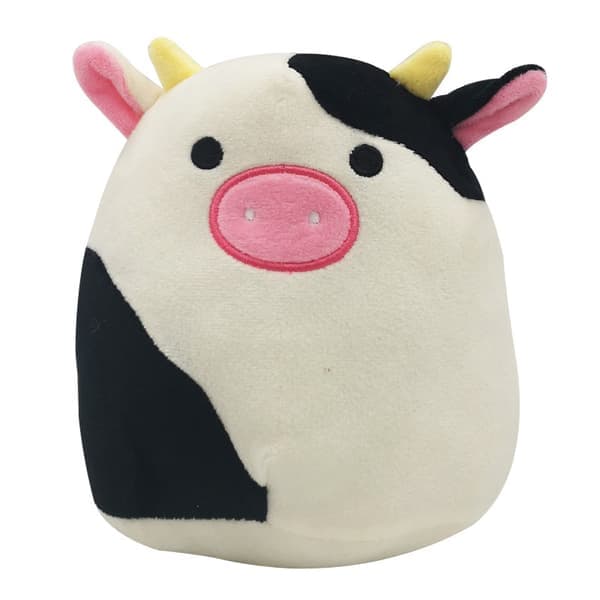 Squishmallow plysdyr 20CM ko sort og hvid