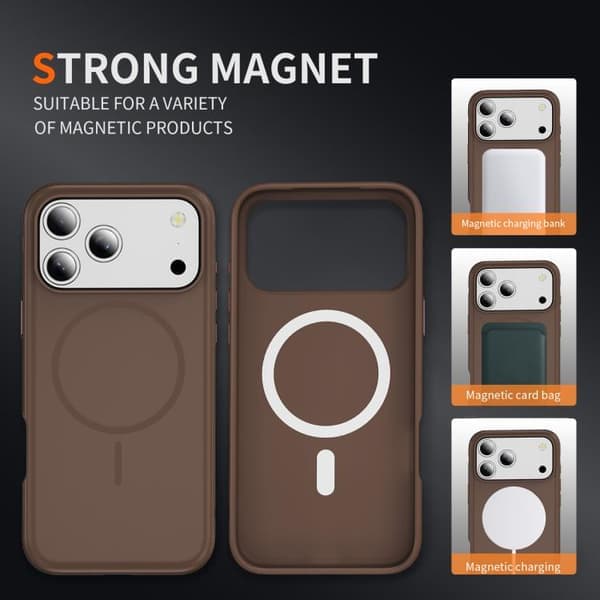 iPhone 17 Pro Magsafe Imitasjon Original PC Hybrid TPU Deksel Kaffe Kaffe