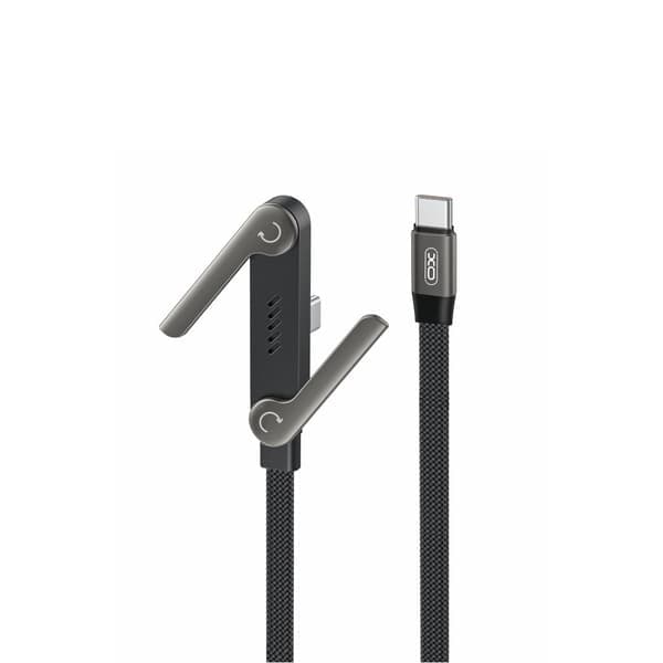 XO-kaapeli NB-Q311 PD USB-C - USB-C 1,5 m 240 W musta litteä jalustalla
