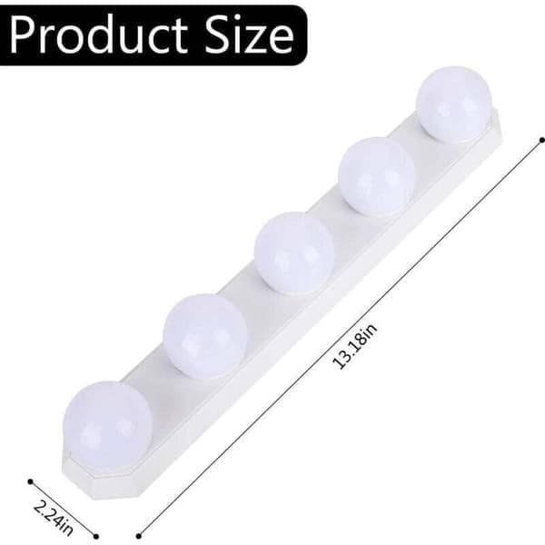 Dimbar USB LED Badrumsspegelbelysning med 5 Glödlampor och en 33,5 cm USB-kabel Svart 0.05