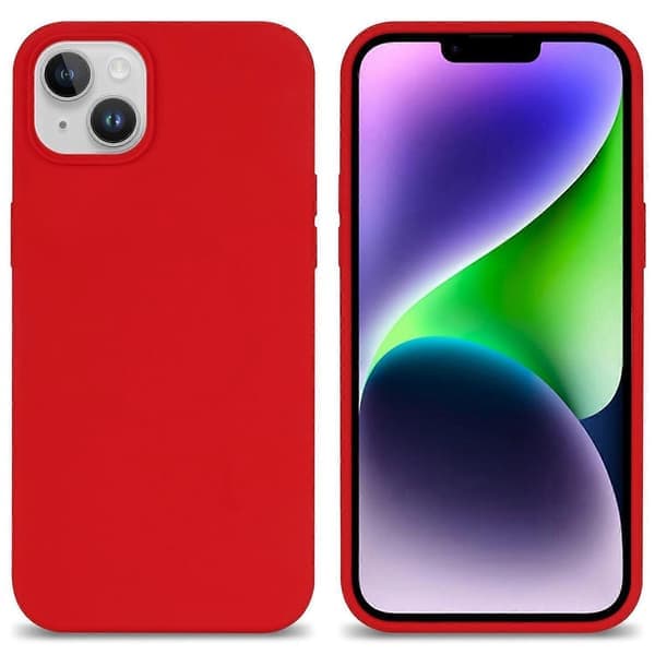 För iPhone 14 Solid Silikonskal Mjukt Fiberfoder Anti-Rep Stötsäkert Bakstycke Flerfärgad Stil F Style F