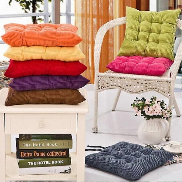 40x40cm Solid Square Soft Thick Seat Cushion Pillow with Ties for Chair Home Decor - Perfect