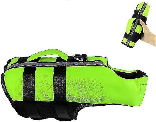 Hundflytväst med reflex och handtag för simträning