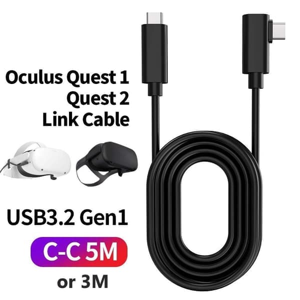NÖRDIC VR Link-kabel 3m USB3.2 Gen1 USB-C til C 5Gbps 3A hurtiglading Oculus Quest 2 Super Speed USB Link-kabel Svart