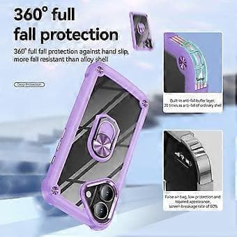 Etui til iPhone 16 Legeringslinseramme PC+TPU Stativ Telefonbakside (Stil D)