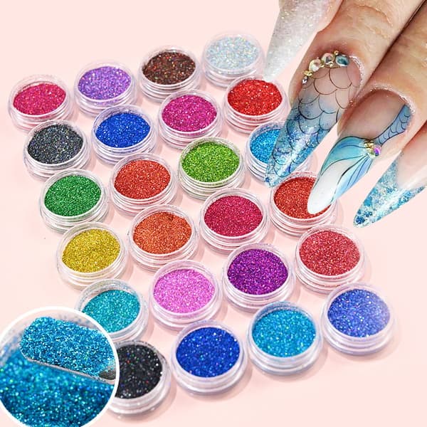 24-pack nagelglitter i olika färger