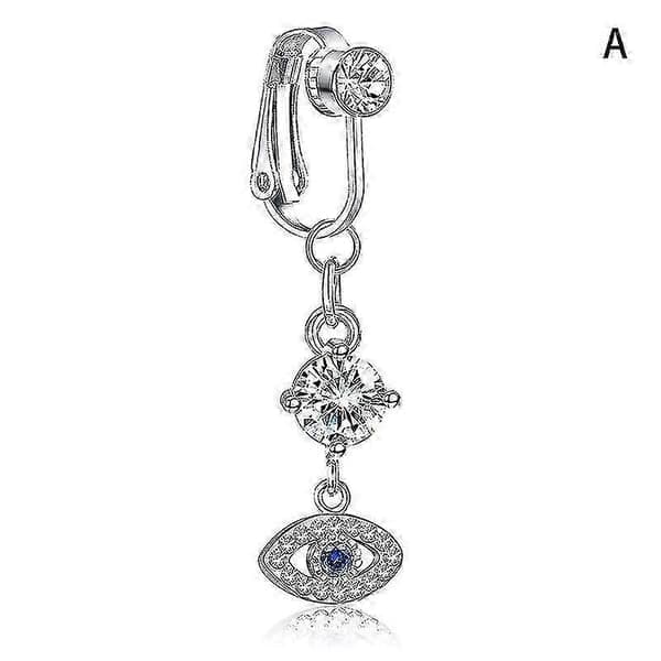 1 stk. falsk navlepiercing, falsk clip-on navlepiercing, ikke-piercing navlering - XN E 1 stk. E