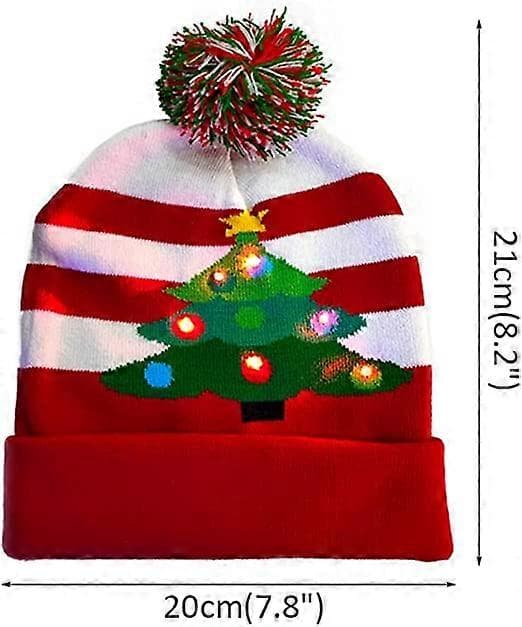 LED julelue, jule-LED strikket lysende lue Unisex vinterlue genserlue