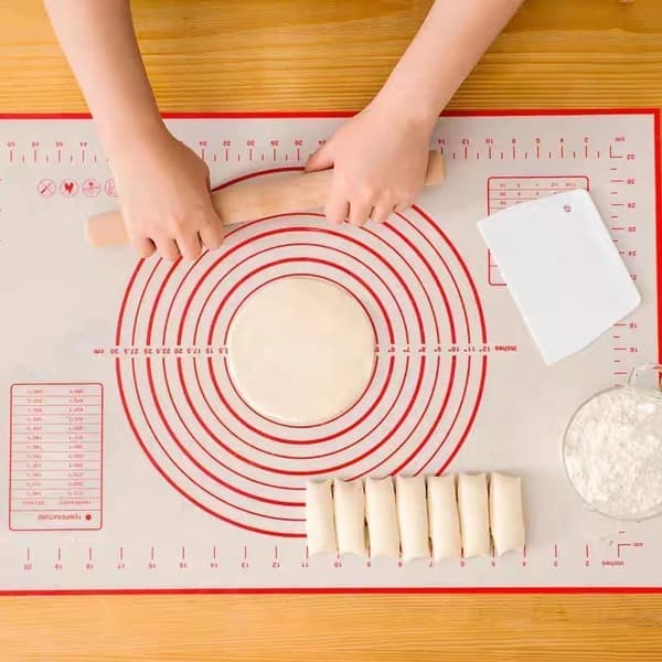 Bakematte Silikon Kjevlematte med Måleskala Non-Stick 30x40cm Hvit