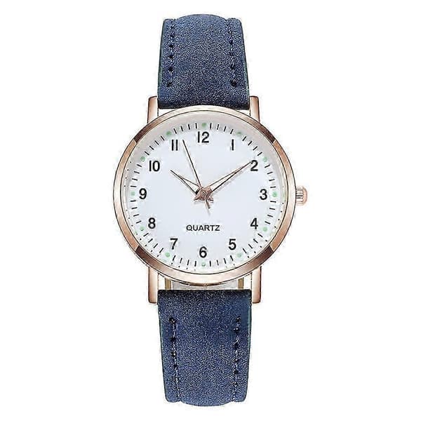 Damklockor Små Kvarts Analog Armbandsur Casual Läder Blå Blue