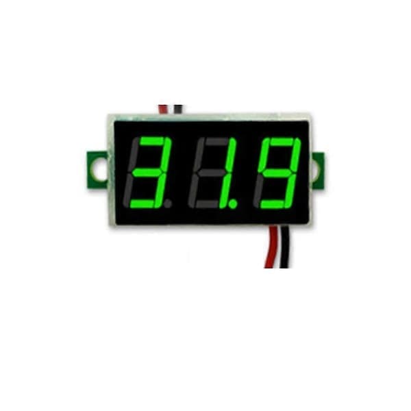 Mini DC 2.5-30V LED 3-Digital Display 2 Ledninger Voltmeter Panel Volt Spændingsmåler