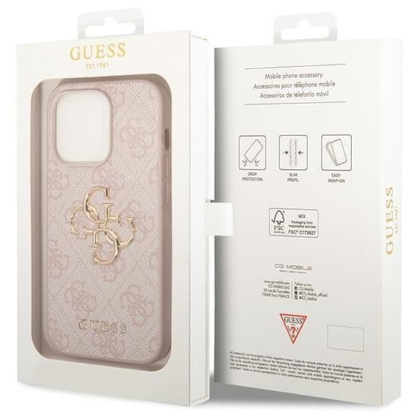 Guess Mobilskal för iPhone 15 Pro Big Metal Logo Rosa