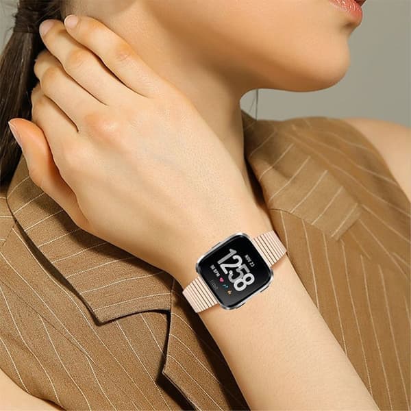 Fitbit Versa 2 / Versa Lite stilig klokkerem i rustfritt stål - Rosegull Rosa