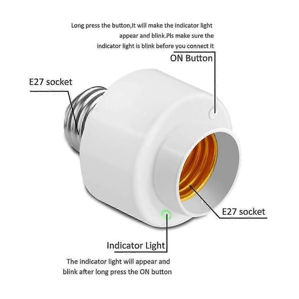 1-pack Tuya Smart Life Wifi Smart Glödlampssockeladapter E27 Strömbrytare Lamphållare för Hem js