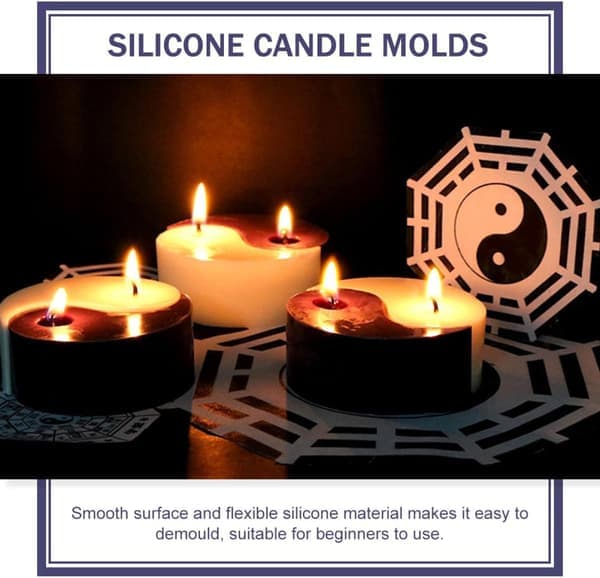 2 stk Tai Chi silikonlysformer DIY-tilbehør for å lage aromaterapi duftlys håndlagde former