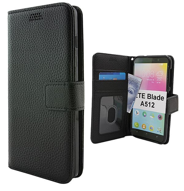 Nyt Standcase Pung ZTE Blade A512 (Sort) Lyseblå Ljusblå