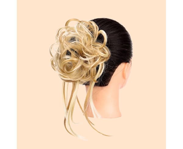 Peruker Messy Effect Fluffigt Hår Andningsbar Chignon Messy Scrunchie Elastisk Hårknut för Fest - Beige
