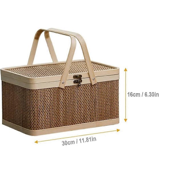 Bambukorg Natur -Vänlig Vävd Korg Bambu Picknickkorg