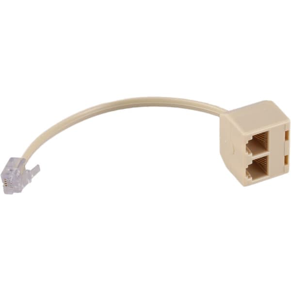 RJ11 6P4C 2-vejs telefonudgangsstikadapter separationslinje beige