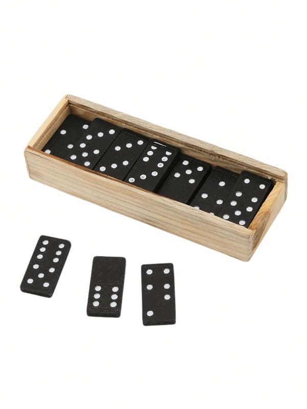 Sort Domino Trækasse med Sort Domino Træbrætspil Undervisning 1 Sæt