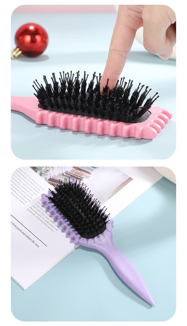 Lila lockigt hårborste - Bounce Curl Brush, Define Styling Brush, Lila, 23*7cm