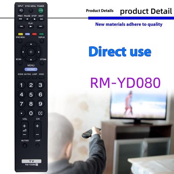 Fjärrkontrollersättning för RM-YD080 för Sony TV Svart