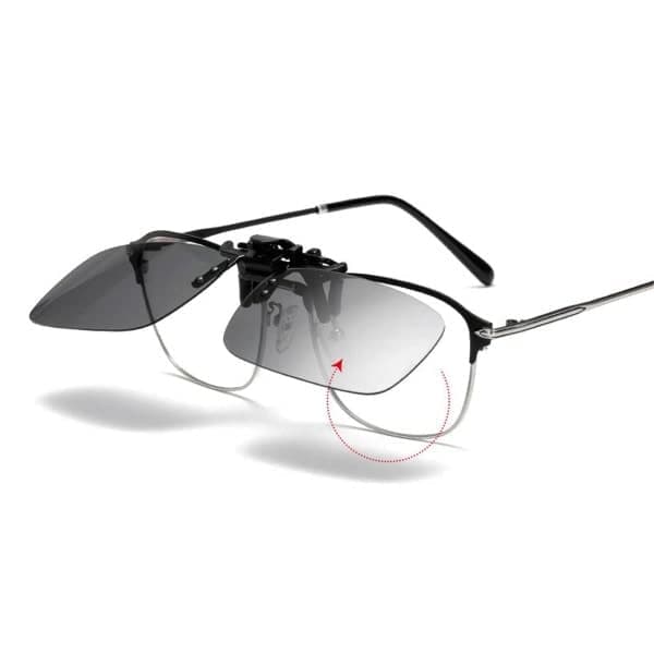 Clip-on solbriller, nattsyn, gule linser
