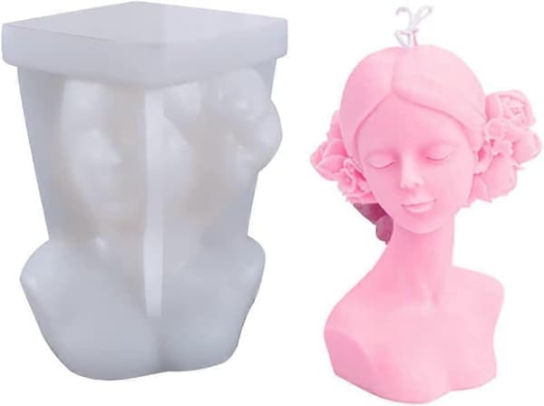 Stearinlysforme Rosepige, 3D Kropsform til Stearinlysfremstilling, 3D Voks Stearinlysforme, Silikoneharpiksform til Valentinsdag, Tykke Kunstforme til