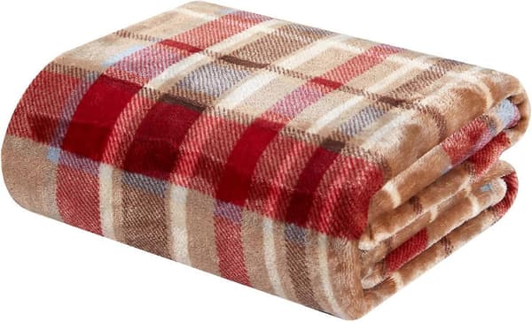 Fleeceplaider til sovesofa, bløde, farverige, overdimensionerede, dekorative ultra-plys tæpper (150x200cm, rødternet)