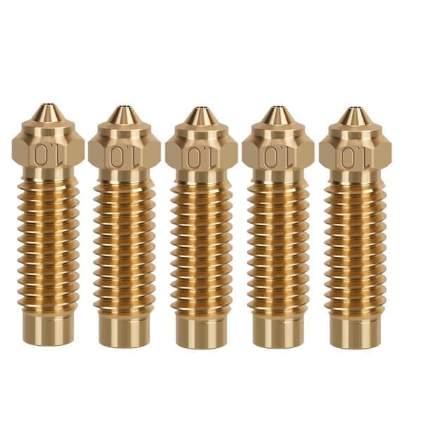 5 st för Neptune 4Plus/4Max mässingsmunstycke 1,0 mm högtemperaturmunstycke för 1,75 mm PLA/ABS/PETG/TPU/PC/PP/Nylon/