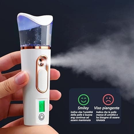 Nano ansiktsspray med hudfuktighetsdetektor, multifunksjonell kaldtåke-luftfukter