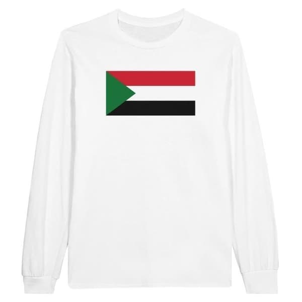 Sudan Flag Långärmad T-shirt - PIXEL SHAPE - Regular - Vit - Långärmad - Klassisk krage Vit XL XL