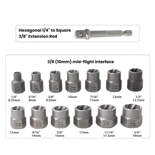 Pipesett 14 deler 1/4\" til 3/4\"