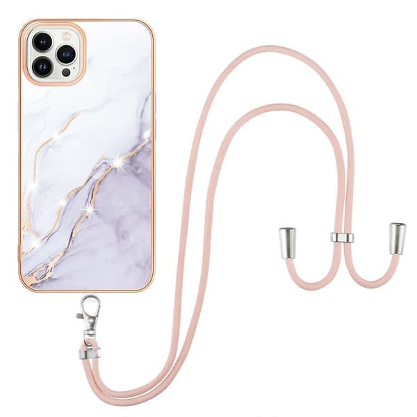 Galvanisert Marmor TPU-deksel til iPhone 15 Pro Hvit White