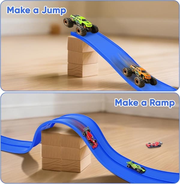 5 Meter DIY Flexibel Bilbana Racing Set för Småbarn Inomhus Utomhus Lek Blå Blue