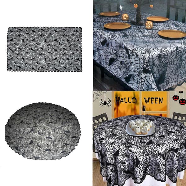 Gotisk blondeborddug Halloween-dekoration Polyestermaterialer Nem vedligeholdelse Bærbar opbevaring B