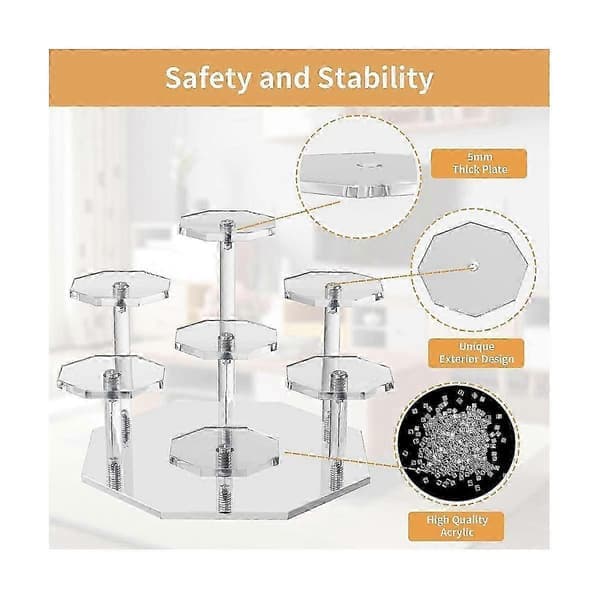 Akrylhylder Display Stand, 7-lags Parfume Organizer og Cupcake Stand, Opbevaringsreol til Samleobjekter og Håndværk