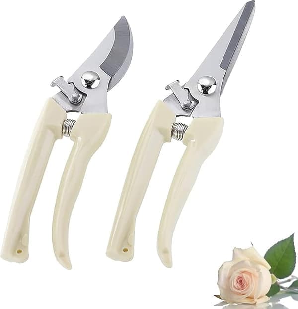 2-pack förtjockade blomstersaxar i rostfritt stål, vassa trädgårdssekatörer för blommor