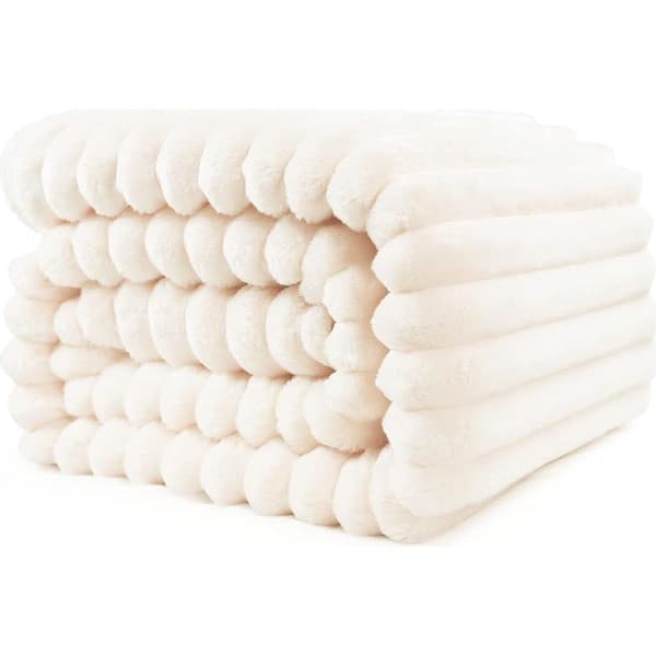 Koselig teppe, varmt og luftig sengeteppe/sofateppe til mor, kone og kjæreste, 200 x 230 cm, beige