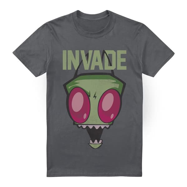 Invader Zim Invade T-shirt til mænd S Charcoal S S