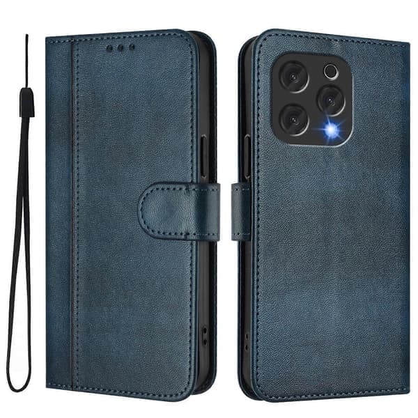 Linjeskarvspänne Retro Läderfodral [DB] För DOOGEE N55 / N55 Plus For DOOGEE N55 / N55 Plus