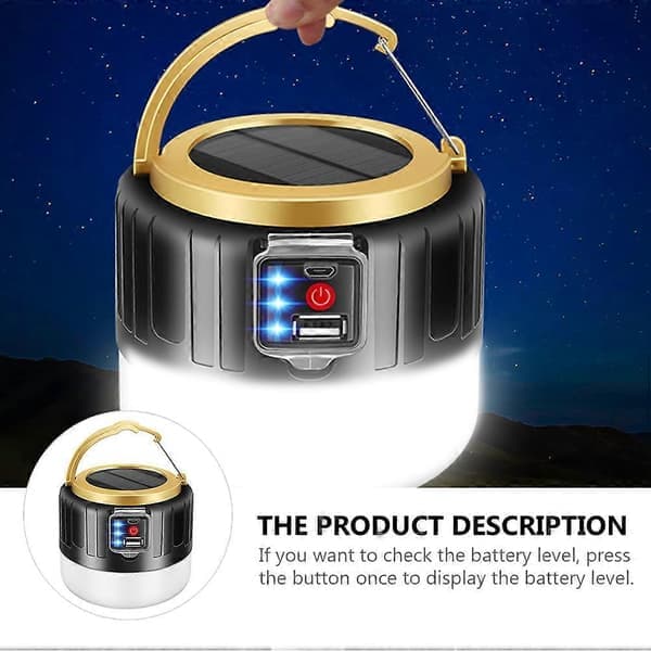 [RM] Campinglamper Solcellelampe USB Oppladbar Lampe for Camping