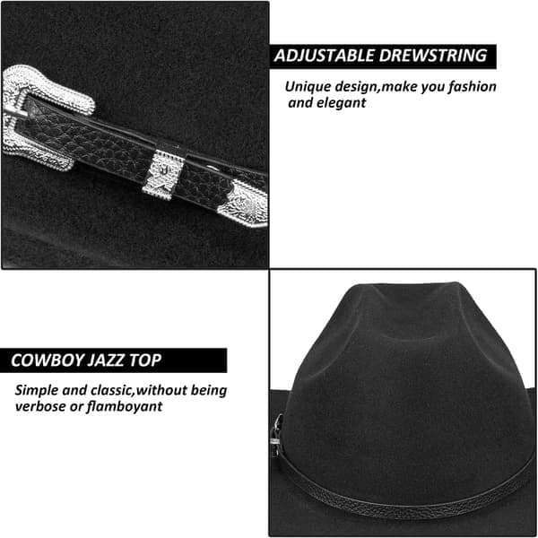 Western Cowboyhat til mænd og kvinder Klassisk Roll Up Fedora Hat med spænde (Størrelse: Medium)